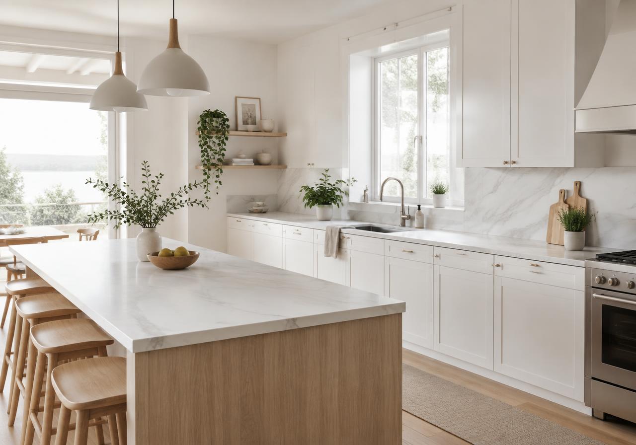 Bianco Storm porcelain installed